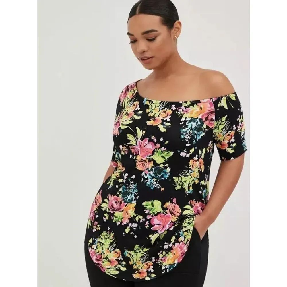 Torrid Favorite Tunic Off-Shoulder Super Soft Short Sleeve Tunic Tee Nwt Size 3